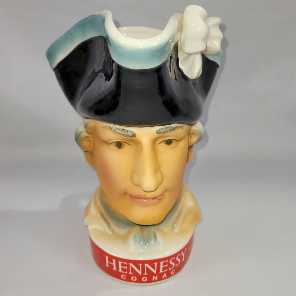 Hennessy Cognac Vintage 8" Ceramic Pitcher Captaine Richard Soldier Head Bust